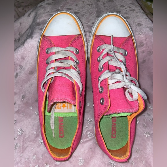 Vintage Converse low tops neon tricolor double tongue from 2007. - Picture 7 of 10